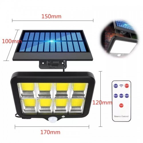 160 COB Solar LED Hareket Sensörlü Kumandalı Su Geçirmez 3 Modlu 160 COB Solar LED Hareket Sensörlü Kumandalı Su Geçirmez 3 Modlu
