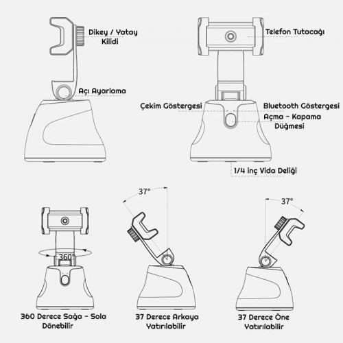 Apai Genie Akıllı Cep Telefon Tutacağı Robot Yüz Tanıma Gimbal Apai Genie Akıllı Cep Telefon Tutacağı Robot Yüz Tanıma Gimbal