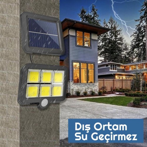 Exeo 120 COB LED Solar Panel Güneş Enerjili 3 MOD Duvar Lambası