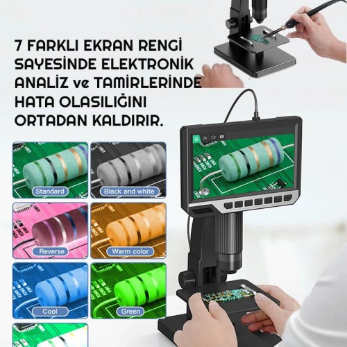 Exeo 12Mp 2000X 7 inch IPS Ekran Dijital Mikroskop Şarjlı