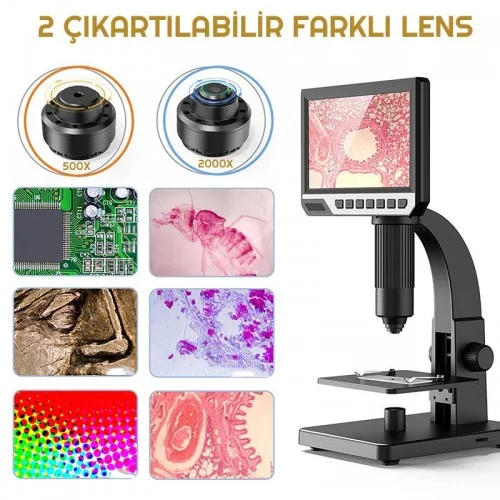 Exeo 12Mp 2000X 7 inch IPS Ekran Dijital Mikroskop Şarjlı Exeo 12Mp 2000X 7 inch IPS Ekran Dijital Mikroskop Şarjlı