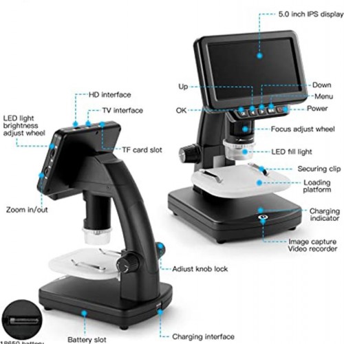Exeo 12Mp  5 inch IPS Ekran Dijital Mikroskop Şarjlı Tv Çıkışı