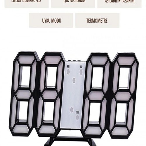 Exeo 3D Led Dijital Alarm ve Termometre Takvim Masa Duvar Saati Exeo 3D Led Dijital Alarm ve Termometre Takvim Masa Duvar Saati