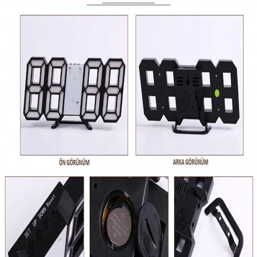 Exeo 3D Led Dijital Alarm ve Termometre Takvim Masa Duvar Saati Exeo 3D Led Dijital Alarm ve Termometre Takvim Masa Duvar Saati
