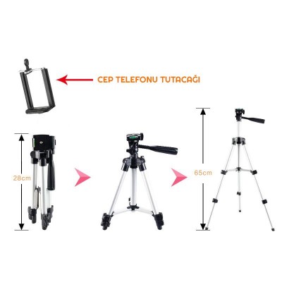 Exeo 65 CM Prof. Katlanabilir Fotoğraf Makinası Telefon Tripod 3065 Exeo 65 CM Prof. Katlanabilir Fotoğraf Makinası Telefon Tripod 3065