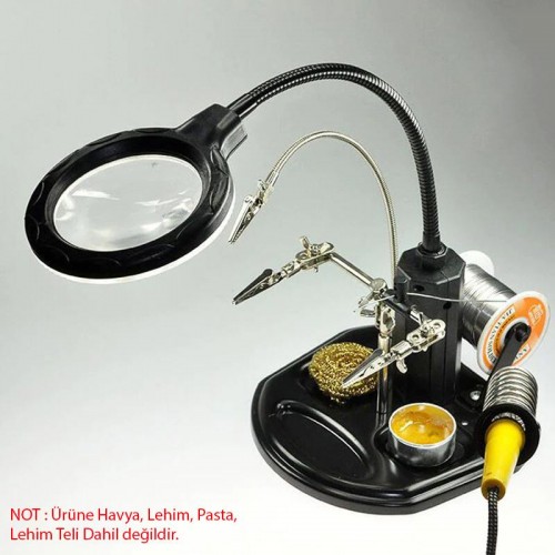 Exeo 802 Büyüteç Lehim Havya Sehpa Standı Yardımcı El LED 2.5/4X Exeo 802 Büyüteç Lehim Havya Sehpa Standı Yardımcı El LED 2.5/4X