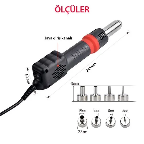 Exeo 8208 Isı Ayarlı Sıcak Hava Üfleme İstasyonu Kalem Tip BGA Exeo 8208 Isı Ayarlı Sıcak Hava Üfleme İstasyonu Kalem Tip BGA