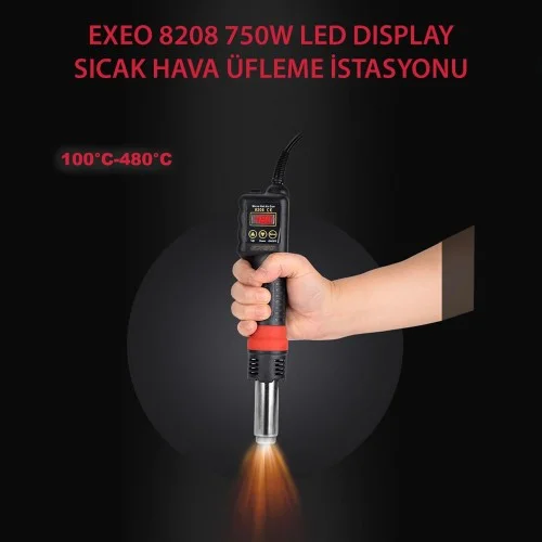 Exeo 8208 Isı Ayarlı Sıcak Hava Üfleme İstasyonu Kalem Tip BGA Exeo 8208 Isı Ayarlı Sıcak Hava Üfleme İstasyonu Kalem Tip BGA