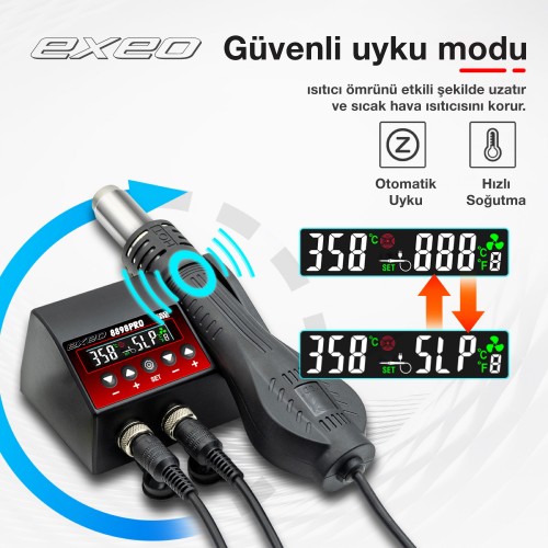 Exeo 8898 PRO Havya Sıcak Hava Üflemeli Havya İstasyonu Lehim Makinesi