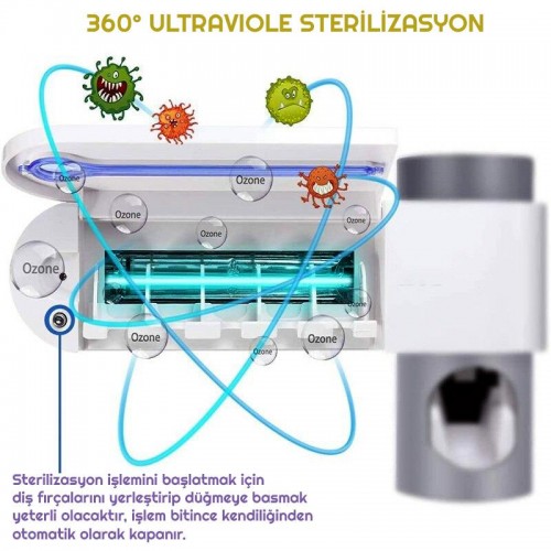 Exeo Antibakteriyel Diş Fırçası ve Macun Tutucu UV Sterilizatör Exeo Antibakteriyel Diş Fırçası ve Macun Tutucu UV Sterilizatör