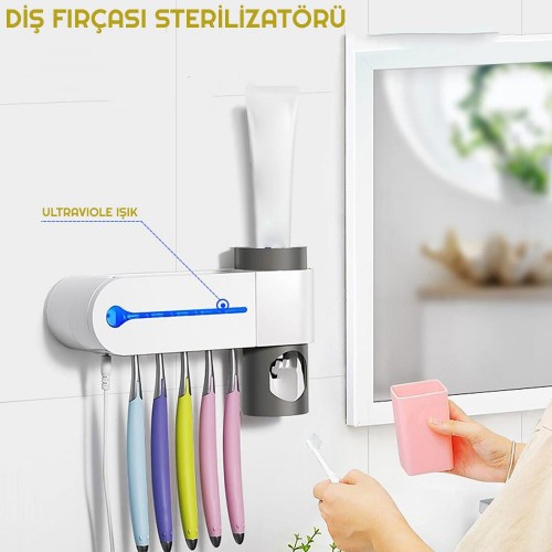 Exeo Antibakteriyel Diş Fırçası ve Macun Tutucu UV Sterilizatör Exeo Antibakteriyel Diş Fırçası ve Macun Tutucu UV Sterilizatör