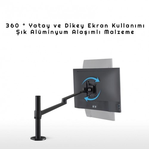 Exeo OL-1 Ayarlanabilir Tek Kol Amortisörlü Monitör Masa Tutucu Aparat