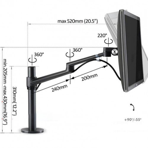 Exeo OL-1 Ayarlanabilir Tek Kol Amortisörlü Monitör Masa Tutucu Aparat Exeo OL-1 Ayarlanabilir Tek Kol Amortisörlü Monitör Masa Tutucu Aparat