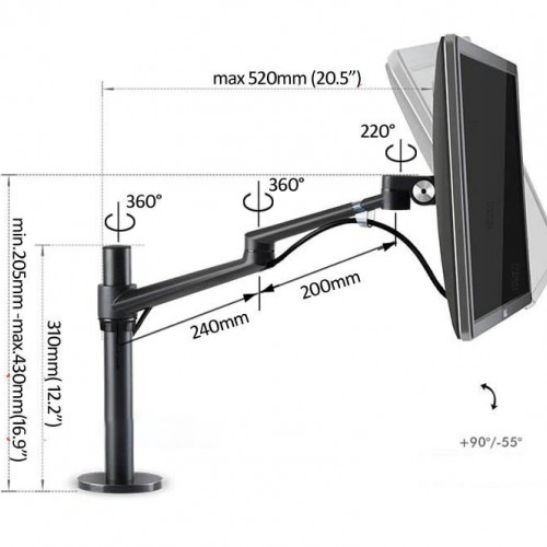 Exeo OL-1 Ayarlanabilir Tek Kol Amortisörlü Monitör Masa Tutucu Aparat