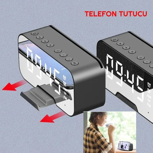 Exeo Bluetooth Kablosuz Hoparlör Radyo Masa Saat Alarm LED Exeo Bluetooth Kablosuz Hoparlör Radyo Masa Saat Alarm LED