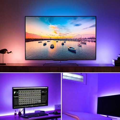 Exeo Bluetooth Kumandalı TV Arkası RGB USB 3 Çipli Şerit LED 1MT