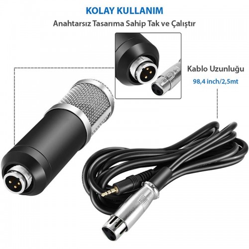 Exeo BM800 Profesyonel Youtuber Stüdyo Kayıt Mikrofonu Tripodlu Exeo BM800 Profesyonel Youtuber Stüdyo Kayıt Mikrofonu Tripodlu