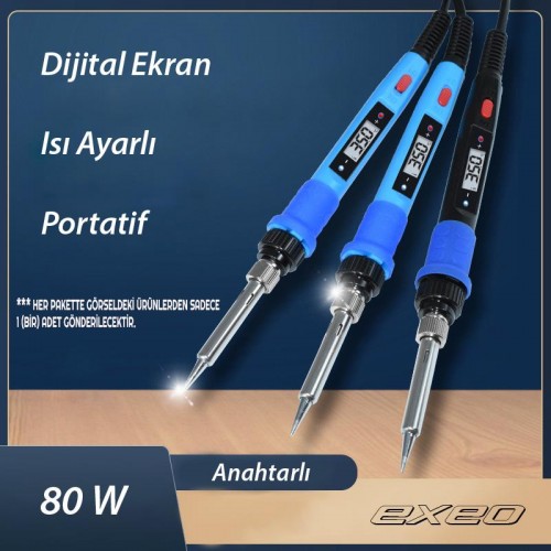 Exeo Dijital Anahtarlı Isı Ayarlı Kalem Havya Lehim Makinesi 80W Exeo Dijital Anahtarlı Isı Ayarlı Kalem Havya Lehim Makinesi 80W