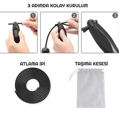 Exeo Dijital Ekranlı Sayaçlı Atlama İpi ve Egzersiz Topları 3mt Exeo Dijital Ekranlı Sayaçlı Atlama İpi ve Egzersiz Topları 3mt