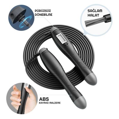 Exeo Dijital Ekranlı Sayaçlı Atlama İpi ve Egzersiz Topları 3mt Exeo Dijital Ekranlı Sayaçlı Atlama İpi ve Egzersiz Topları 3mt