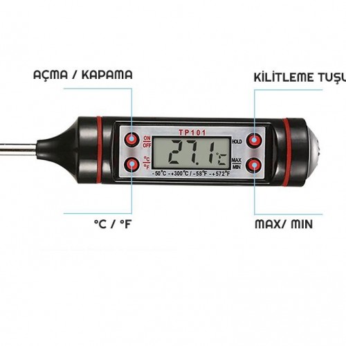 Exeo Dijital Mutfak Gıda Pişirme Termometresi Sıcaklık Ölçer 
