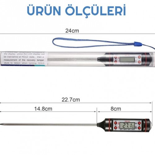 Exeo Dijital Mutfak Gıda Pişirme Termometresi Sıcaklık Ölçer 