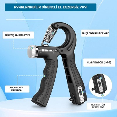 Exeo Direnç Ayarlanabilir Sayaçlı El Egzersiz Yayı Seti Exeo Direnç Ayarlanabilir Sayaçlı El Egzersiz Yayı Seti