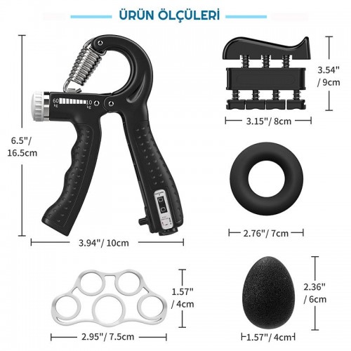 Exeo Direnç Ayarlanabilir Sayaçlı El Egzersiz Yayı Seti