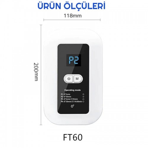 Exeo FT60 Ozon Jeneratörü Hava temizleyici Sterilizatör Şarjlı Exeo FT60 Ozon Jeneratörü Hava temizleyici Sterilizatör Şarjlı