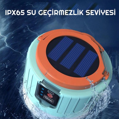 Exeo Güneş Enerjili Solar LED Su Geçirmez USB Şarjlı Kamp Feneri Exeo Güneş Enerjili Solar LED Su Geçirmez USB Şarjlı Kamp Feneri