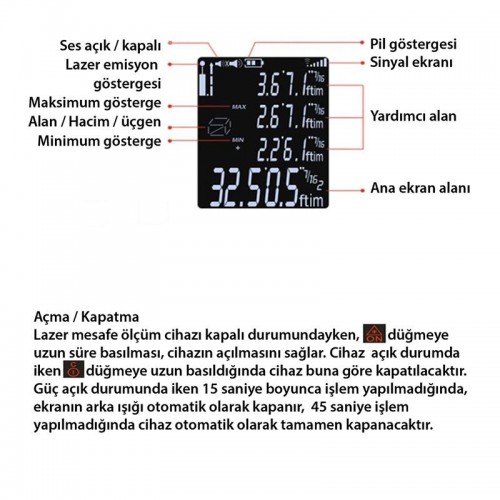 Exeo H6 Lazer Dijital Mesafe Ölçer Lazer Metre Ölçüm Cihazı Exeo H6 Lazer Dijital Mesafe Ölçer Lazer Metre Ölçüm Cihazı