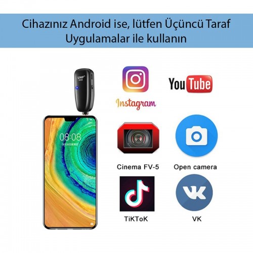 Exeo iphone Android Kamera uyumlu Kablosuz Yaka Mikrofonu Exeo iphone Android Kamera uyumlu Kablosuz Yaka Mikrofonu
