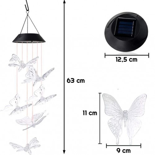 Exeo Kelebek Motif Dekoratif Bahçe Balkon Süsleme Solar LED