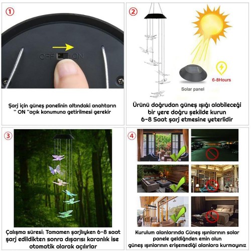 Exeo Kelebek Motif Dekoratif Bahçe Balkon Süsleme Solar LED Exeo Kelebek Motif Dekoratif Bahçe Balkon Süsleme Solar LED