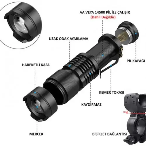 Exeo Led Bisiklet Ön Işığı 3 Modlu Far Işık Su Geçirmez Mini Exeo Led Bisiklet Ön Işığı 3 Modlu Far Işık Su Geçirmez Mini