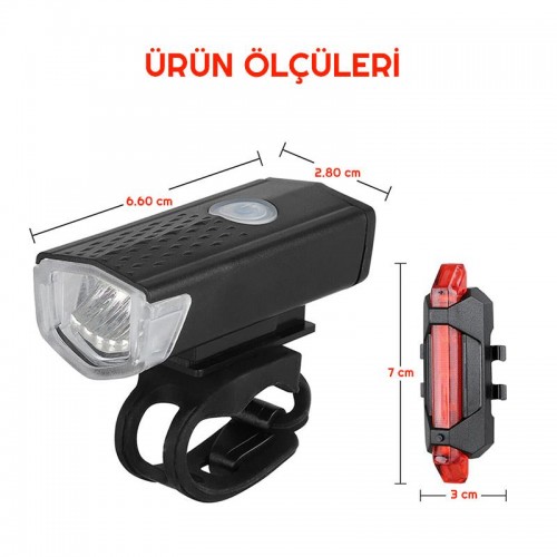 Exeo Led Bisiklet Ön ve Arka İkaz Işığı Far 3 Modlu Su Geçirmez Exeo Led Bisiklet Ön ve Arka İkaz Işığı Far 3 Modlu Su Geçirmez