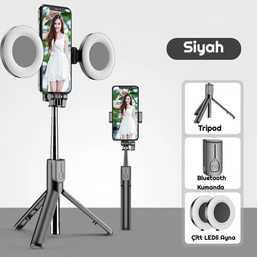 Exeo LED Halka Işık Kumandalı Universal Selfie Çubuğu Tripod Exeo LED Halka Işık Kumandalı Universal Selfie Çubuğu Tripod