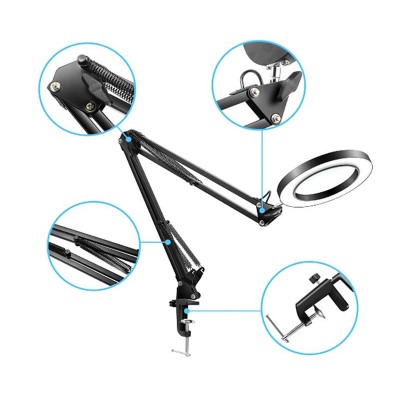 Exeo Masa Üstü Ayarlanabilir LED Işık 5x Mercekli Büyüteç Lamba