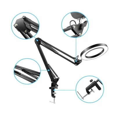 Exeo Masa Üstü Ayarlanabilir LED Işık 5x Mercekli Büyüteç Lamba