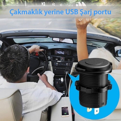 Exeo Motosiklet Otomobil Kamyon Tekne  USB Şarj Soketi 