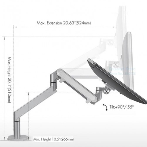 Exeo OZ-1 Ayarlanabilir Tek Kol Amortisörlü Monitör Masa Tutucu Aparat