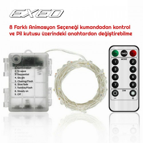 Exeo Peri Tel Led Işık Kumandalı Animasyonlu Pilli Led Exeo Peri Tel Led Işık Kumandalı Animasyonlu Pilli Led