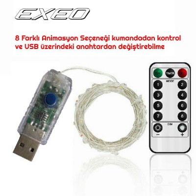 Exeo Peri Tel Led Işık Kumandalı Animasyonlu USB Led Exeo Peri Tel Led Işık Kumandalı Animasyonlu USB Led