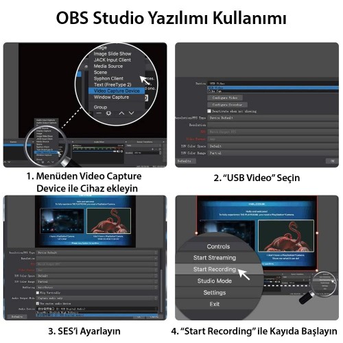 Exeo Playstation Xbox Gamer HDMI USB Video Capture Kartı Exeo Playstation Xbox Gamer HDMI USB Video Capture Kartı