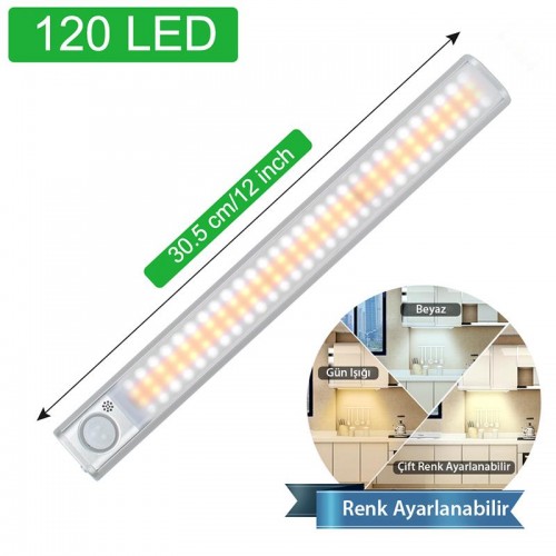 Exeo Şarjlı 120 Led Dolap Işığı Mutfak Tezgah Altı Sensörlü Işık