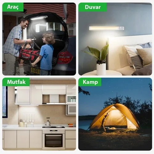 Exeo Şarjlı 120 Led Dolap Işığı Mutfak Tezgah Altı Sensörlü Işık Exeo Şarjlı 120 Led Dolap Işığı Mutfak Tezgah Altı Sensörlü Işık