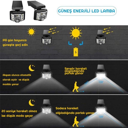 Exeo Solar LED Aydınlatma Güneş Enerjili Şarjlı Bahçe Lambası