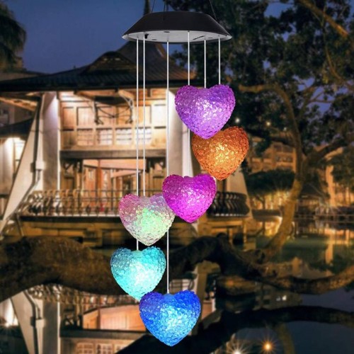 Exeo Solar LED Kalp Motif Rüzgar Çanı Bahçe Balkon Dekoratif