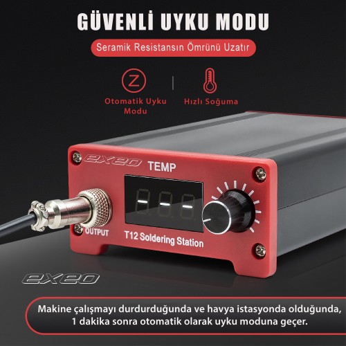 Exeo T12 Dijital Isı Ayarlı Havya Lehimleme İstasyonu Makinası 75W Exeo T12 Dijital Isı Ayarlı Havya Lehimleme İstasyonu Makinası 75W