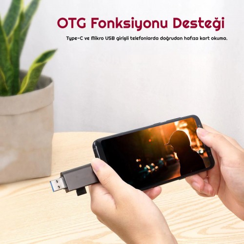 Exeo USB 3.0 Type-c Mikro USB SD TF OTG Hafıza Kart Okuyucu Exeo USB 3.0 Type-c Mikro USB SD TF OTG Hafıza Kart Okuyucu